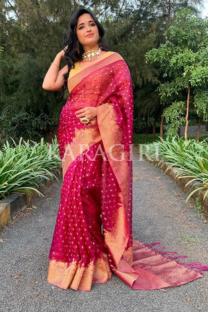 NEHA NARANG in Plum Purple Organza Saree