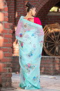 Organza Saree Ocean Blue Organza Saree saree online