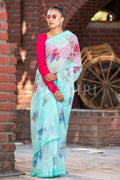 Organza Saree Ocean Blue Organza Saree saree online