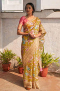 Olive Green Organza Saree