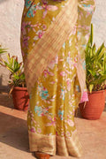 Olive Green Organza Saree