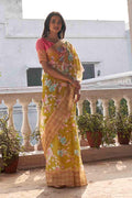 Olive Green Organza Saree