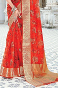 organza saree with embroidery