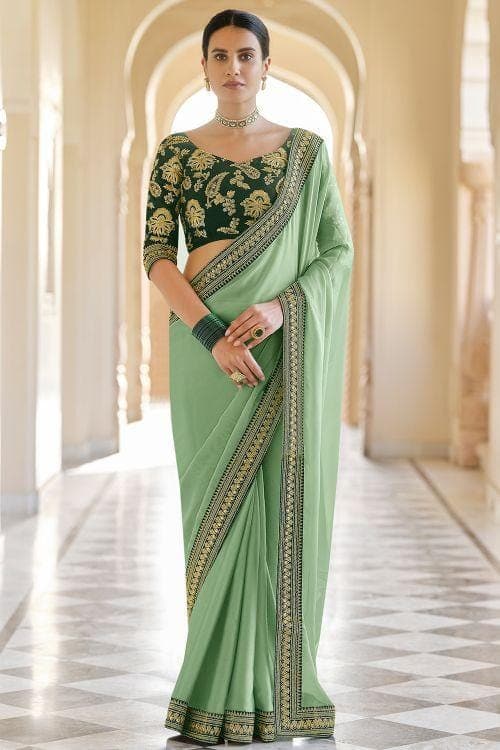 Buy Beige Chinnon Festival Wear Plain Saree Online From Wholesale Salwar