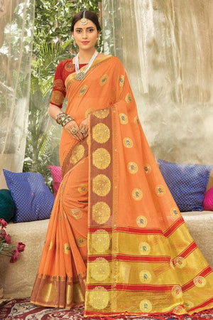Peach Organza Saree