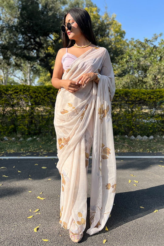 white organza saree