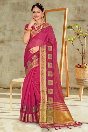 Peoney Pink Organza Saree