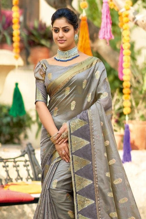 Organza Saree Pewter Grey Organza Saree saree online