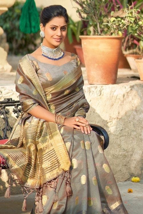 Organza Saree Pewter Grey Organza Saree saree online