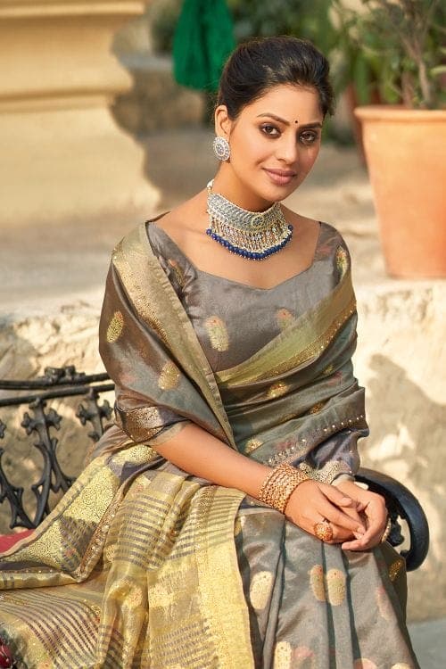 Organza Saree Pewter Grey Organza Saree saree online
