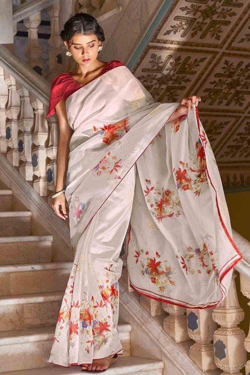 Pigeon Grey Organza Saree