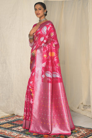 Pink Organza Saree