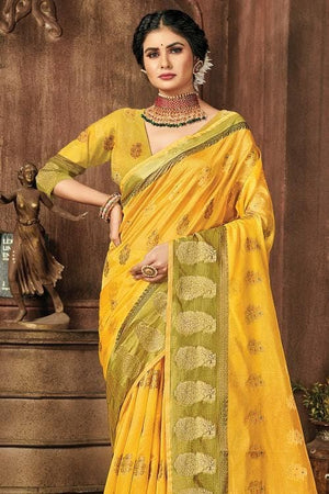Organza Saree Primrose Yellow Organza Saree saree online