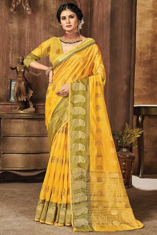 Organza Saree Primrose Yellow Organza Saree saree online