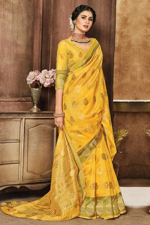 Primrose Yellow Organza Saree