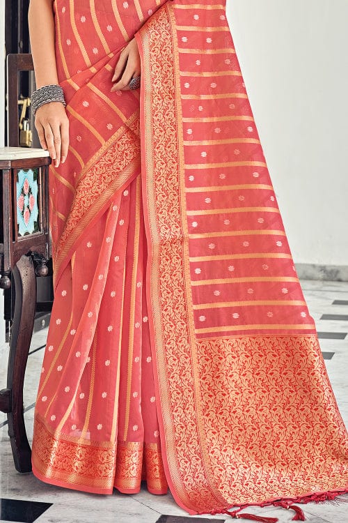 Punch Pink Organza Saree