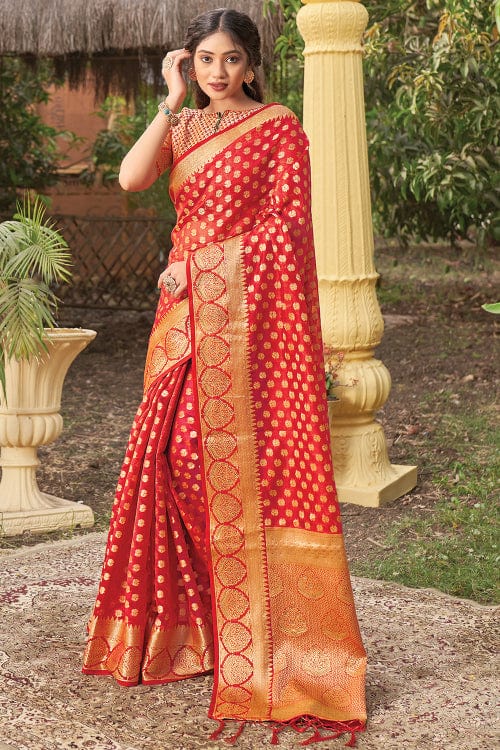 red organza saree