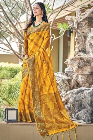 Rose Yellow Organza Saree