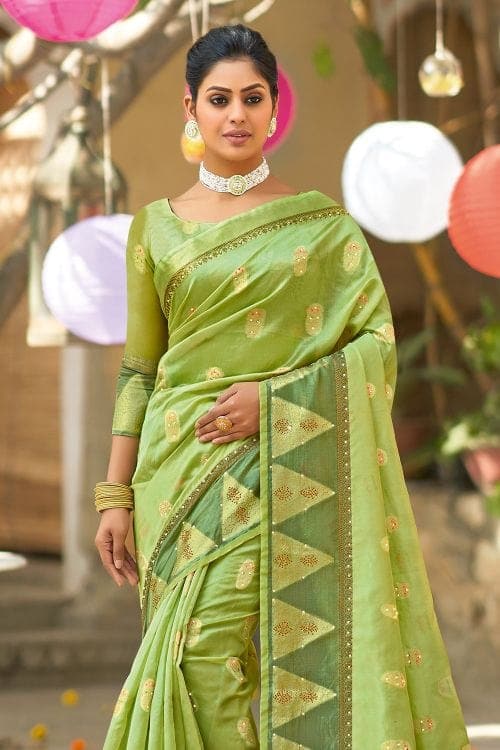 Organza Saree Sage Green Organza Saree saree online