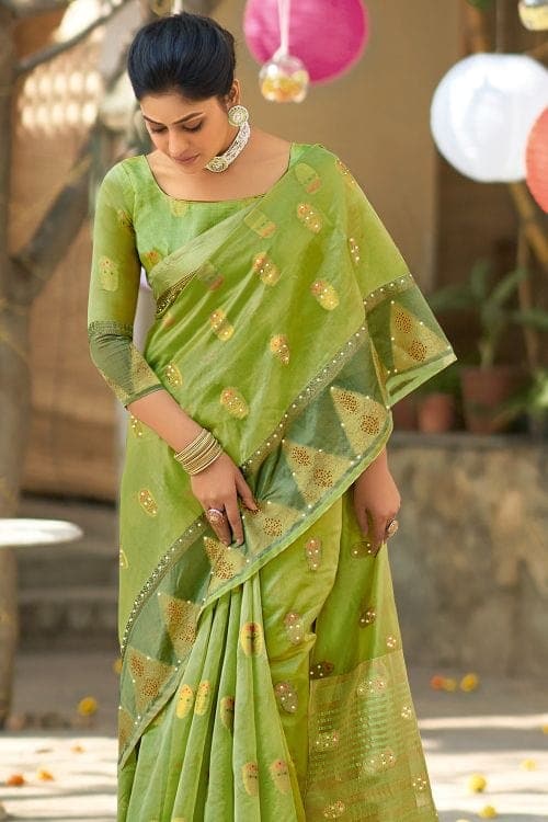 Organza Saree Sage Green Organza Saree saree online