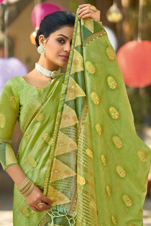 Organza Saree Sage Green Organza Saree saree online