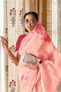 Salmon Pink Organza Saree