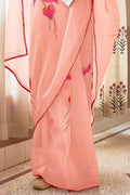 Salmon Pink Organza Saree