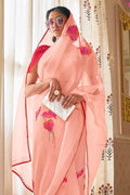 Salmon Pink Organza Saree
