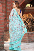 Organza Saree Sea Blue Organza Saree saree online
