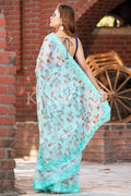 Organza Saree Sea Blue Organza Saree saree online