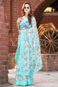 Organza Saree Sea Blue Organza Saree saree online