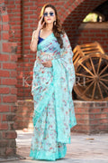 Organza Saree Sea Blue Organza Saree saree online