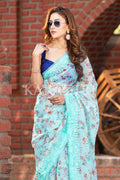 Organza Saree Sea Blue Organza Saree saree online