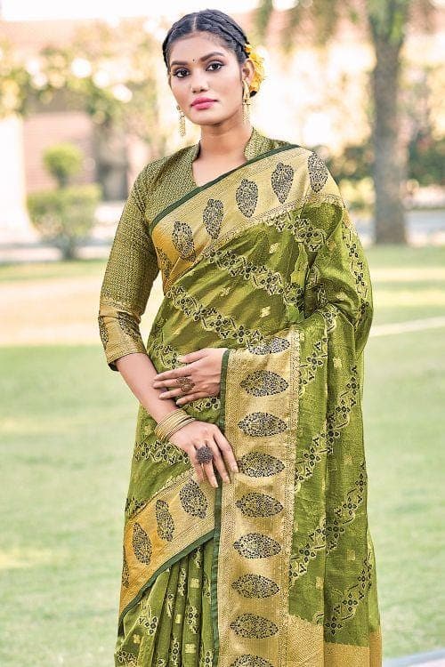 Organza Saree Sheen Green Organza Saree saree online