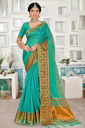 Sky Blue Organza Saree