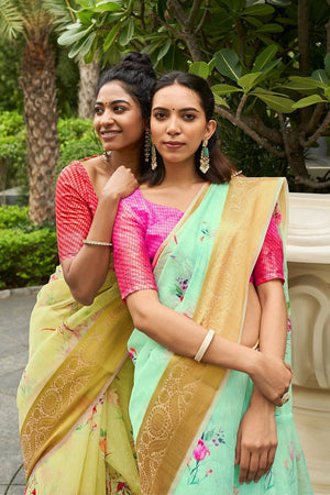 Spring Green Organza Saree