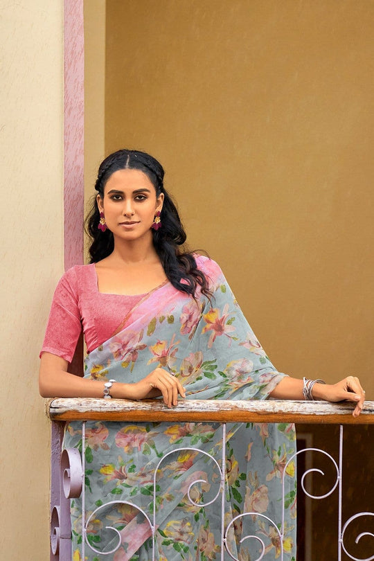 organza saree with blouse