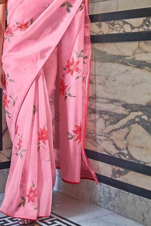 Taffy Pink Organza Saree