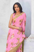 Taffy Pink Organza Saree