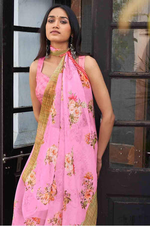 Taffy Pink Organza Saree