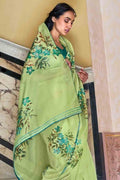 Tea Green Organza Saree