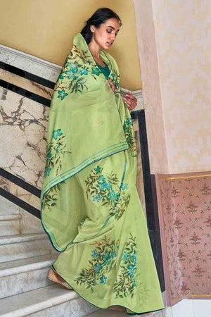 Tea Green Organza Saree