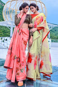 organza saree with blouse