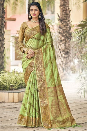 Tulip Green Organza Saree
