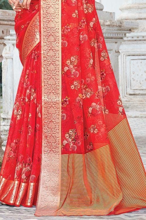 organza saree with embroidery