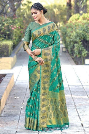 Turqouse Blue Organza Saree