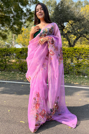 Ultra Pink Organza Saree