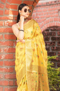 Organza Saree Vibrant Yellow Organza Saree saree online