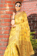 Organza Saree Vibrant Yellow Organza Saree saree online