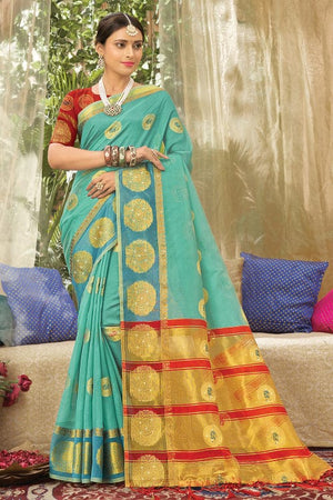 Vivid Blue Organza Saree